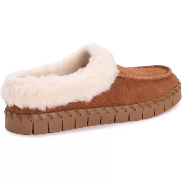 MUK LUKS Womens Flexi Buffalo Shoe ClogCognac