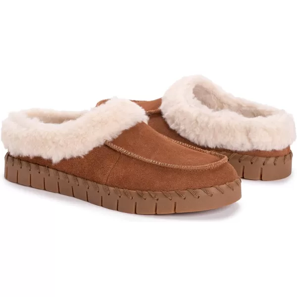 MUK LUKS Womens Flexi Buffalo Shoe ClogCognac