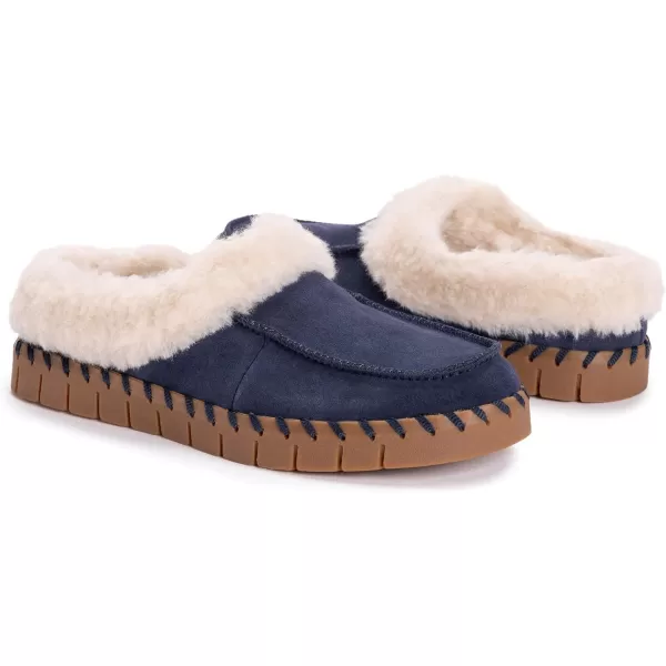 MUK LUKS Womens Flexi Buffalo Shoe ClogNavy