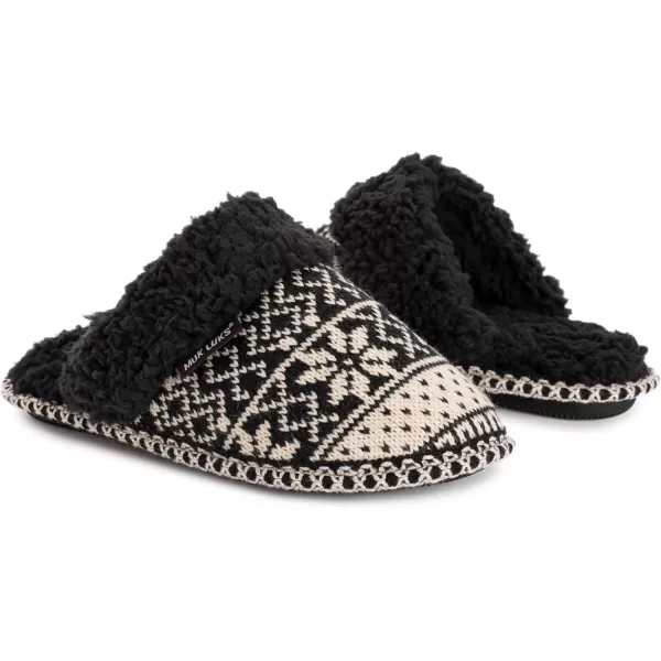 MUK LUKS Womens Frida Scuff SlippersBlack Cream