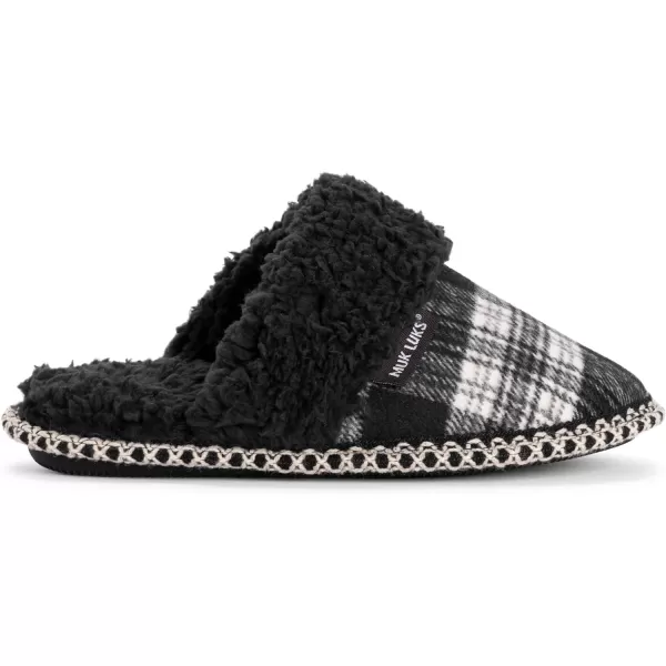 MUK LUKS Womens Frida Scuff SlippersBlack Plaid