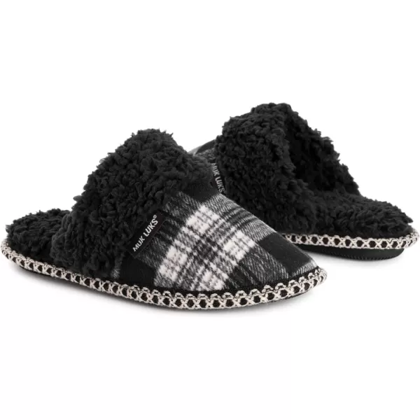 MUK LUKS Womens Frida Scuff SlippersBlack Plaid