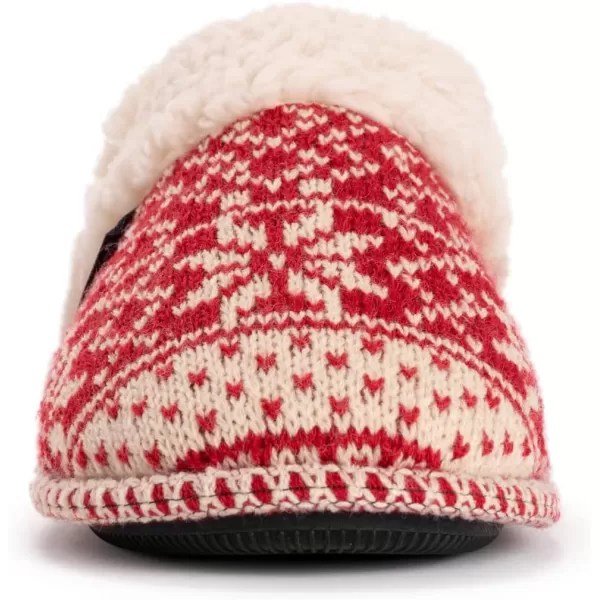 MUK LUKS Womens Frida Scuff SlippersRed Snowflake