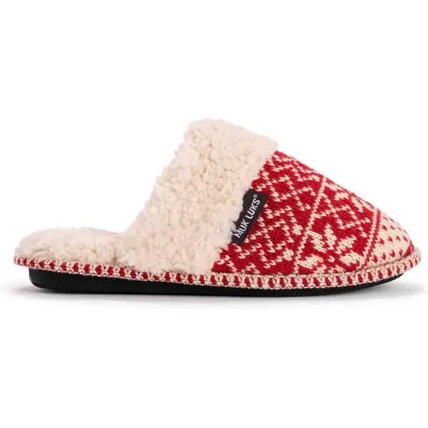 MUK LUKS Womens Frida Scuff SlippersRed Snowflake