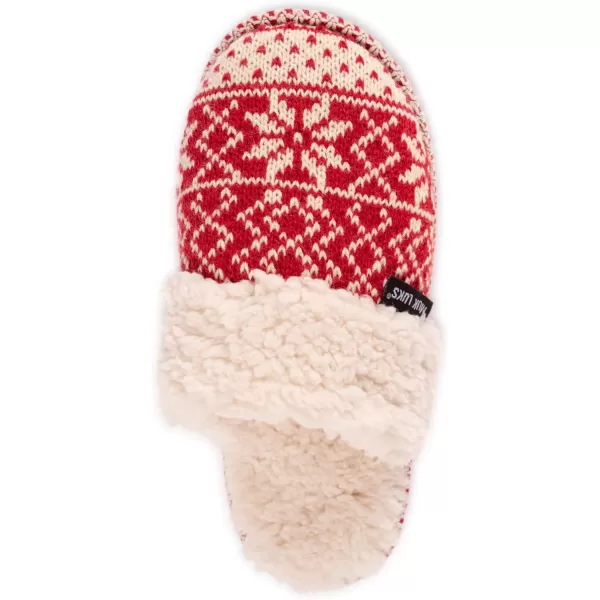 MUK LUKS Womens Frida Scuff SlippersRed Snowflake