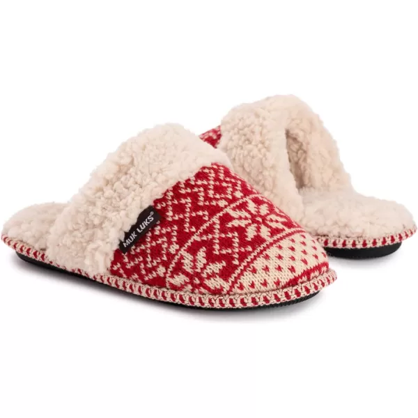 MUK LUKS Womens Frida Scuff SlippersRed Snowflake