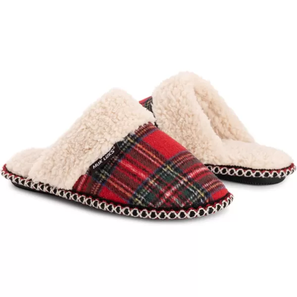 MUK LUKS Womens Frida Scuff SlippersRedCream