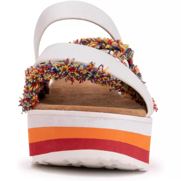 MUK LUKS Womens Groove Artist Platform SandalsWhite Multi