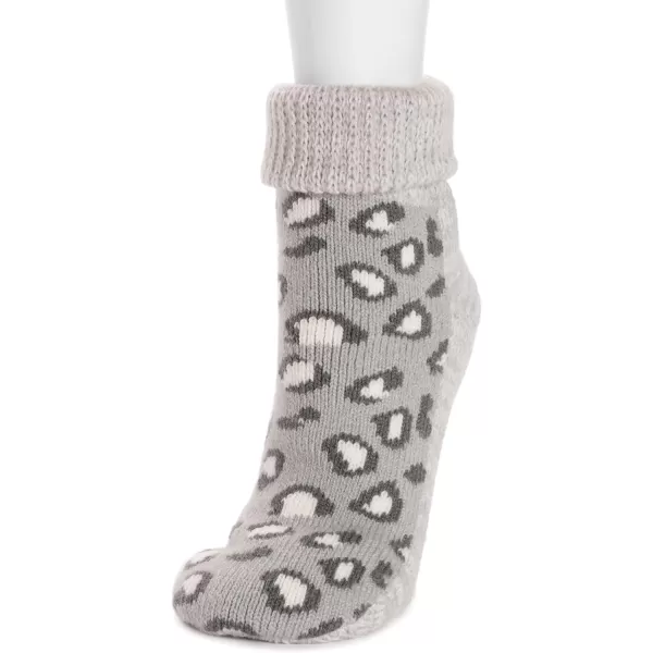 MUK LUKS Womens Heat Retainer Slipper SocksGrey Leopard