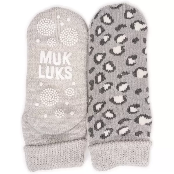 MUK LUKS Womens Heat Retainer Slipper SocksGrey Leopard