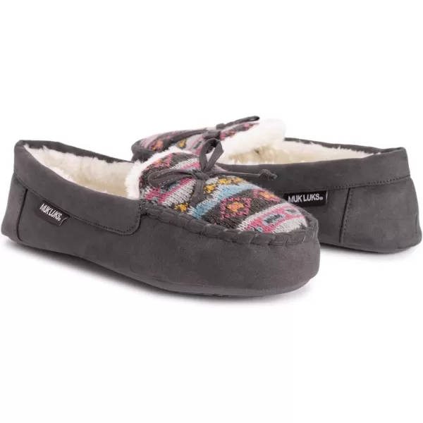 MUK LUKS Womens Jaylah Lee MoccasinDark Grey Heather