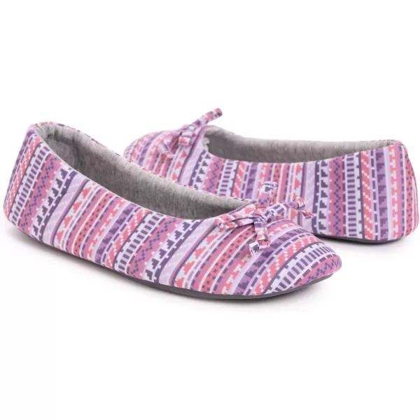 MUK LUKS Womens Jolee Jersey Ballerina SlipperPinkGrey