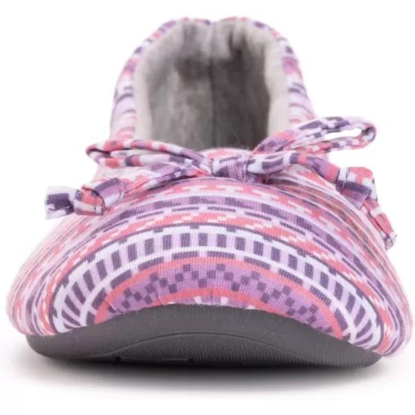 MUK LUKS Womens Jolee Jersey Ballerina SlipperPinkGrey