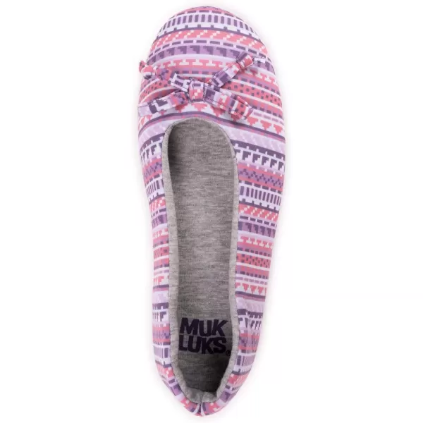 MUK LUKS Womens Jolee Jersey Ballerina SlipperPinkGrey