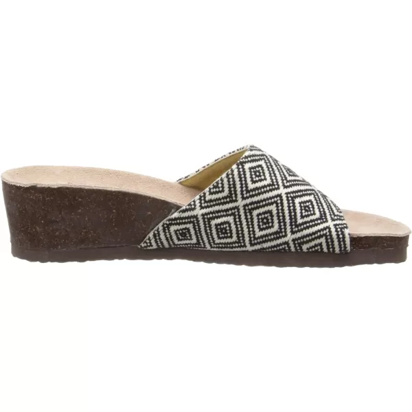 MUK LUKS Womens Lea Wedge SandalBlackWhite