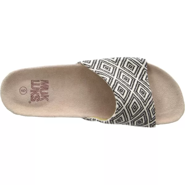 MUK LUKS Womens Lea Wedge SandalBlackWhite