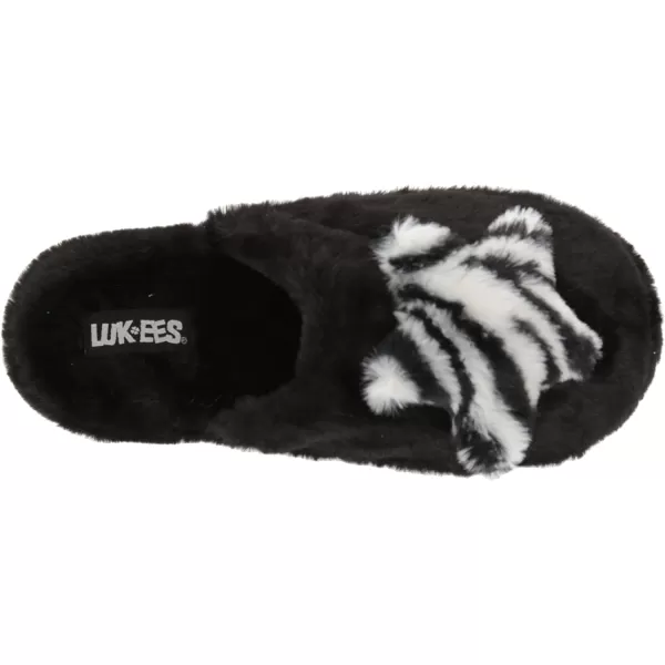 MUK LUKS Womens Lukees Minnie SlippersBlackWhite Star