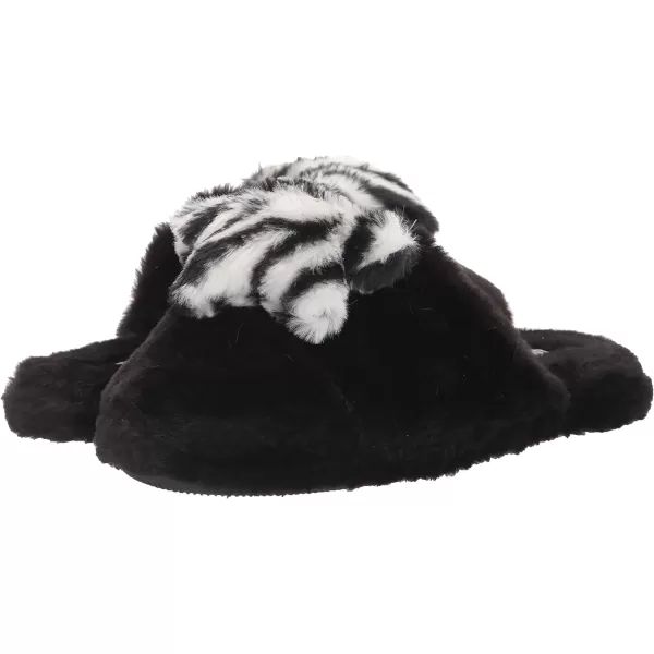 MUK LUKS Womens Lukees Minnie SlippersBlackWhite Star