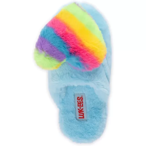 MUK LUKS Womens Lukees Minnie SlippersLight Blue Heart