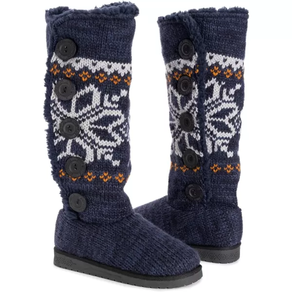 MUK LUKS Womens Malena BootsNavy Snowflake