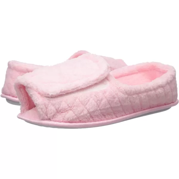 MUK LUKS Womens Micro Chenille Adjustable Open Toe Full Foot SlipperLight Pink