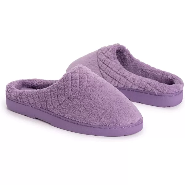 MUK LUKS Womens Micro Chenille Trimmed Clog SlippersLavenderLavender