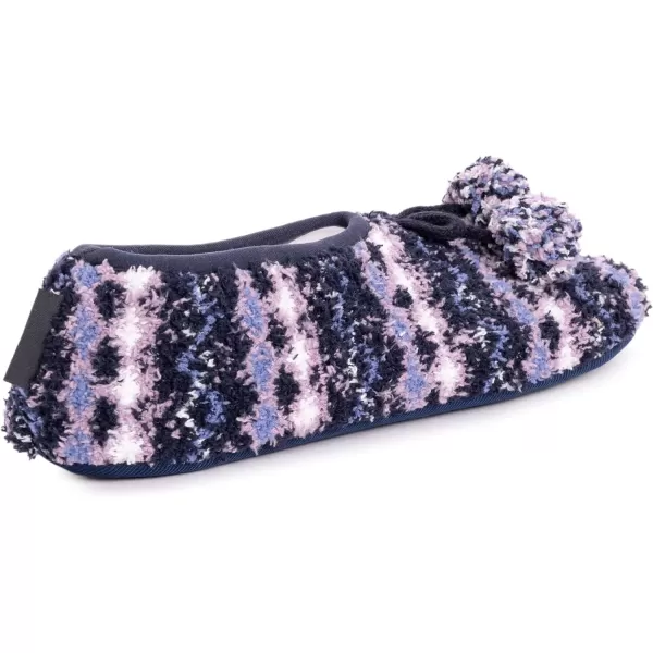 MUK LUKS Womens Novelty Ballerina Slipper SockNavyLavender