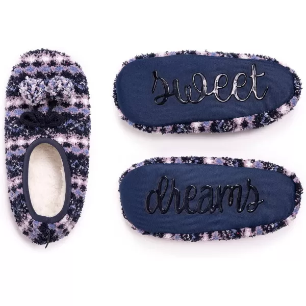 MUK LUKS Womens Novelty Ballerina Slipper SockNavyLavender