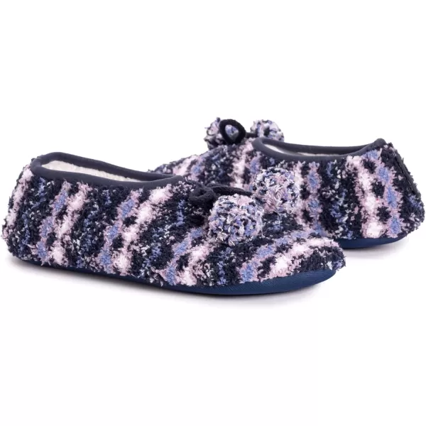 MUK LUKS Womens Novelty Ballerina Slipper SockNavyLavender