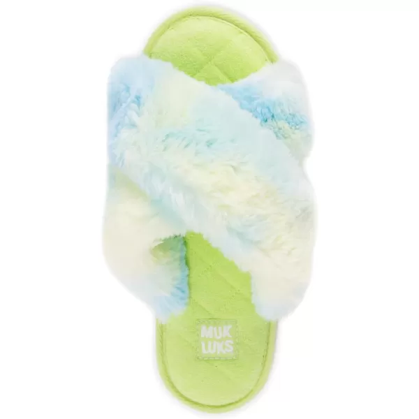 MUK LUKS Womens Perley Criss Cross SlipperGreen Tie Dye