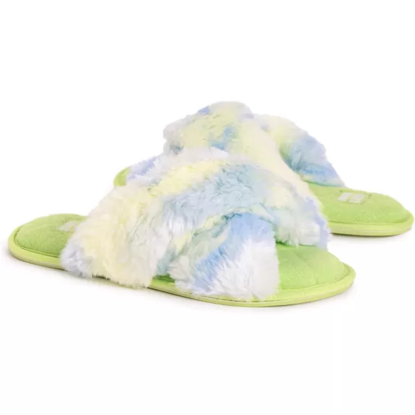 MUK LUKS Womens Perley Criss Cross SlipperGreen Tie Dye