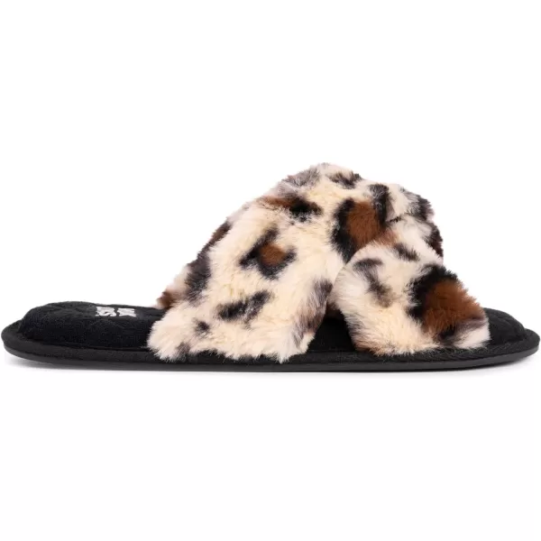 MUK LUKS Womens Perley Criss Cross SlipperLeopard Black