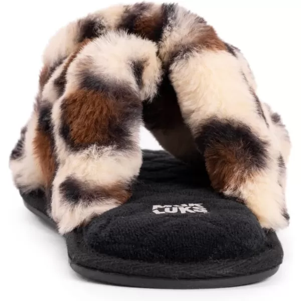 MUK LUKS Womens Perley Criss Cross SlipperLeopard Black