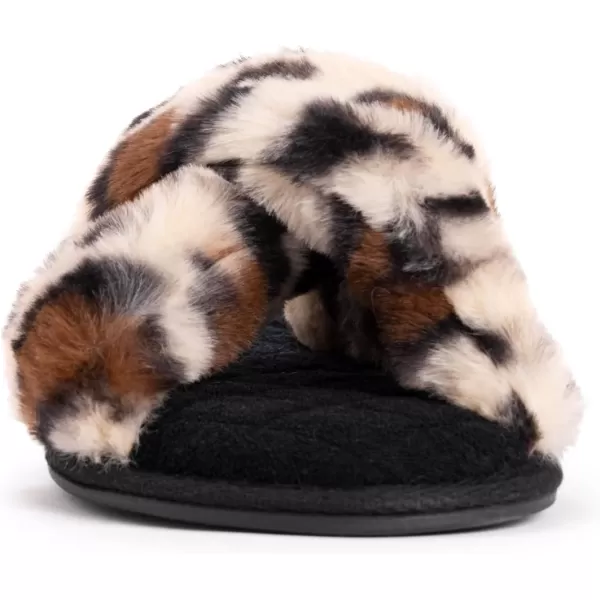 MUK LUKS Womens Perley Criss Cross SlipperLeopard Black