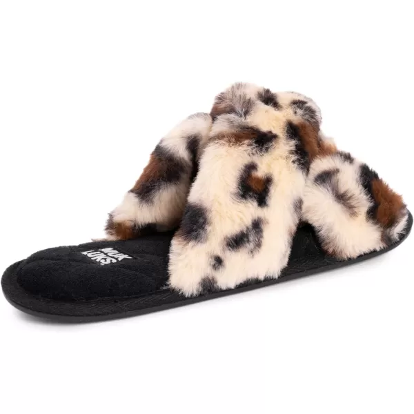 MUK LUKS Womens Perley Criss Cross SlipperLeopard Black