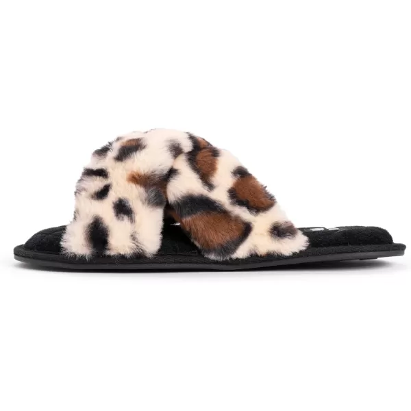 MUK LUKS Womens Perley Criss Cross SlipperLeopard Black