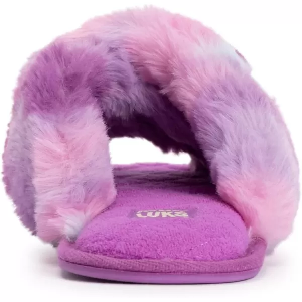 MUK LUKS Womens Perley Criss Cross SlipperPurple Tie Dye