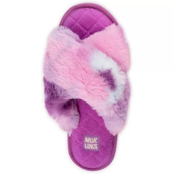 MUK LUKS Womens Perley Criss Cross SlipperPurple Tie Dye