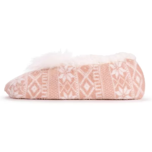 MUK LUKS Womens Pom Ballerina SlippersRose Gold