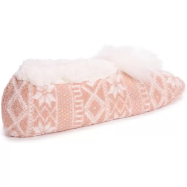 MUK LUKS Womens Pom Ballerina SlippersRose Gold