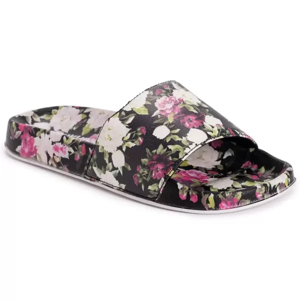 MUK LUKS Womens Pool Party Slide SandalBlack Floral