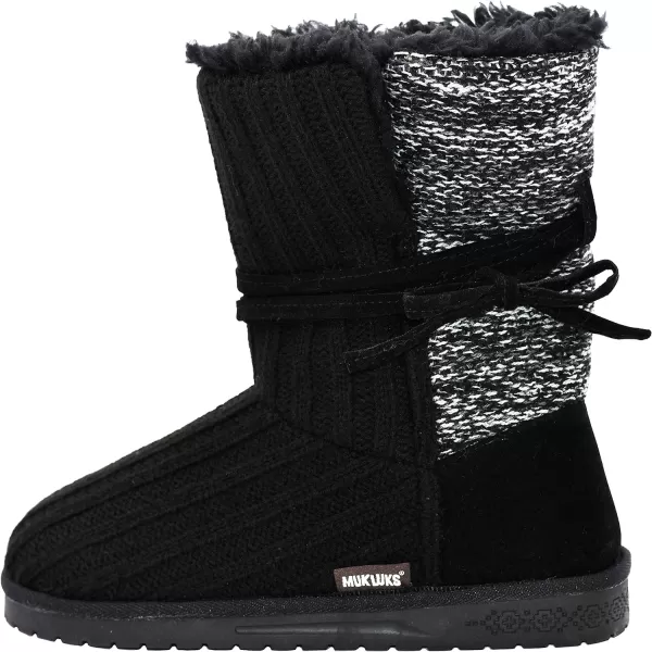 MUK LUKS Womens Pull on Fashion BootBlackGrey Marl