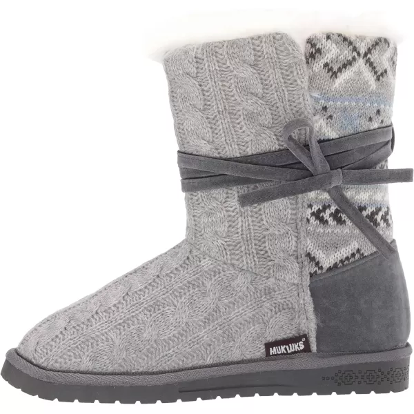 MUK LUKS Womens Pull on Fashion BootLight Grey