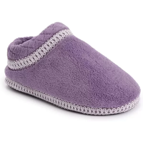 MUK LUKS Womens Rita Micro Chenille Full Foot SlippersLilacIvory