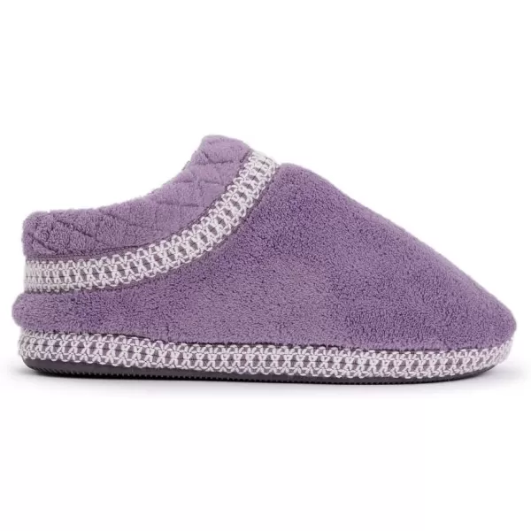 MUK LUKS Womens Rita Micro Chenille Full Foot SlippersLilacIvory