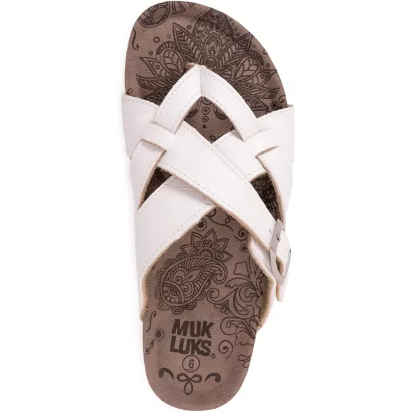 MUK LUKS Womens Shayna Terra Turf Flat SandalsWhite