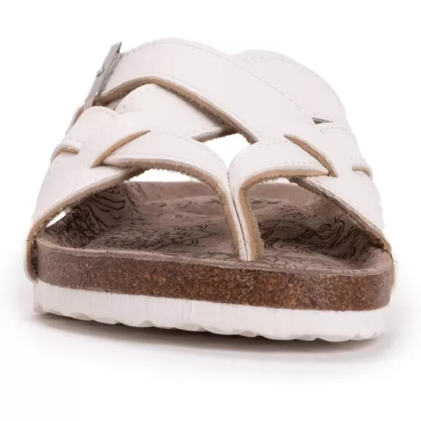 MUK LUKS Womens Shayna Terra Turf Flat SandalsWhite