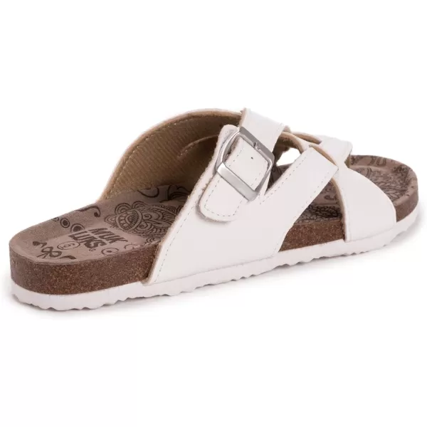 MUK LUKS Womens Shayna Terra Turf Flat SandalsWhite