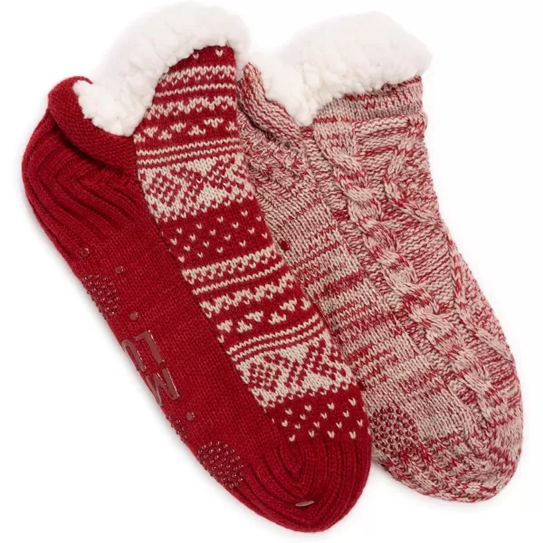 MUK LUKS Womens Shortie Cabin Sock 2 Pair PackC AppleOat