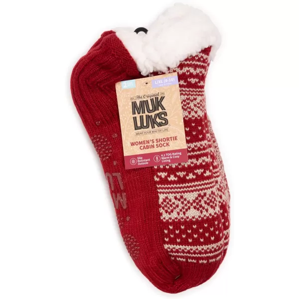 MUK LUKS Womens Shortie Cabin Sock 2 Pair PackC AppleOat